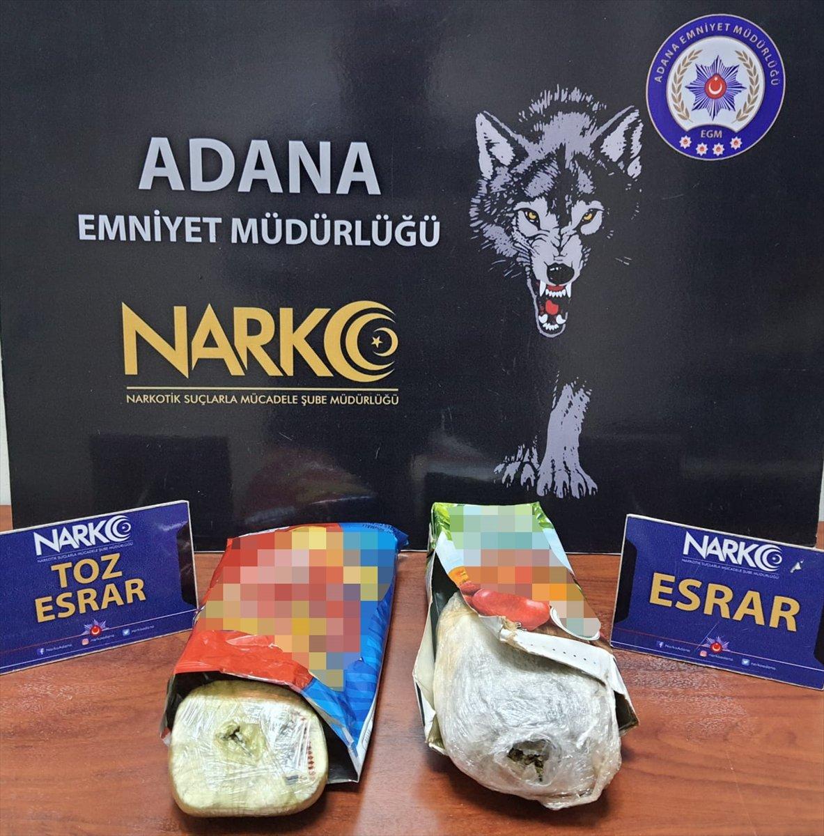 Adana'da cips paketi ve meyve suyu kutusundan uyuşturucu çıktı