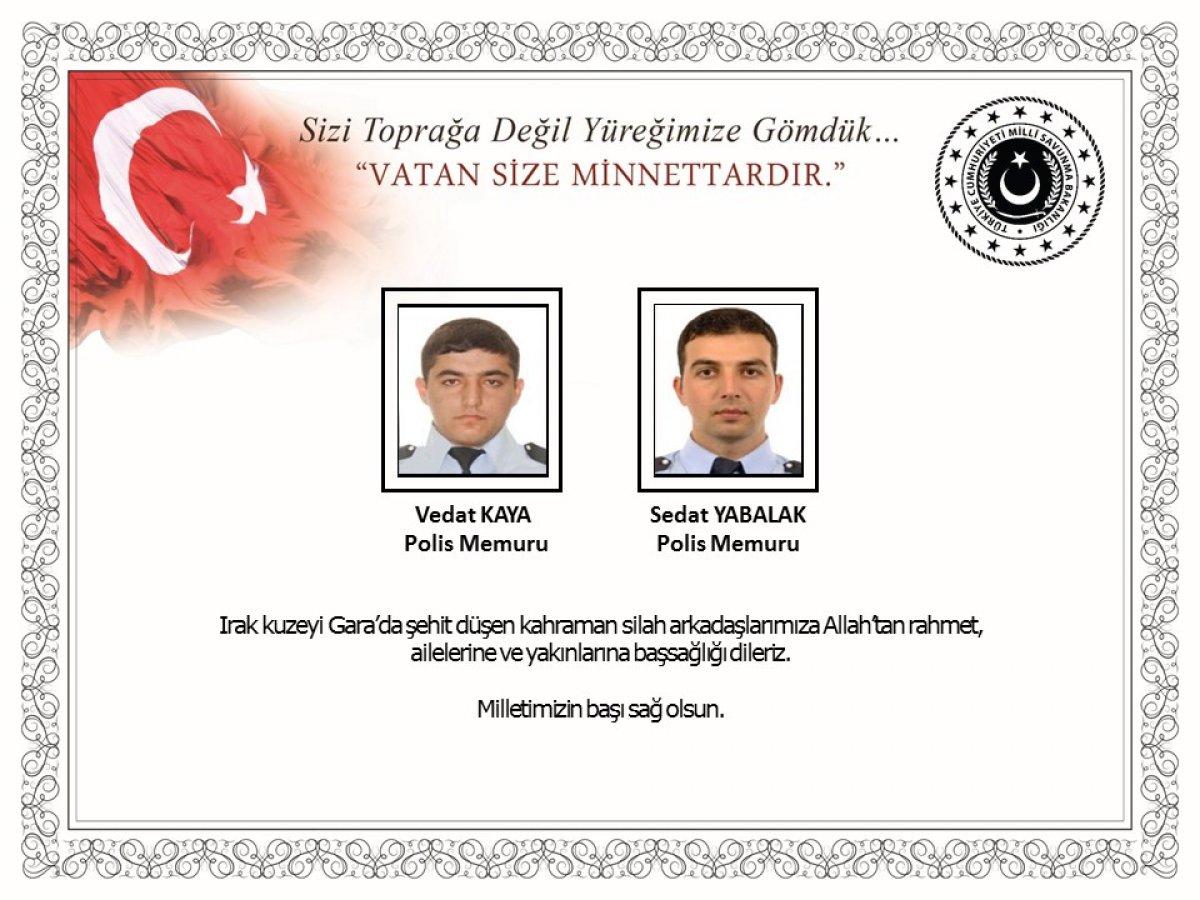 Milli Savunma Bakanlığı: Şehitlerimize Allah’tan rahmet dileriz