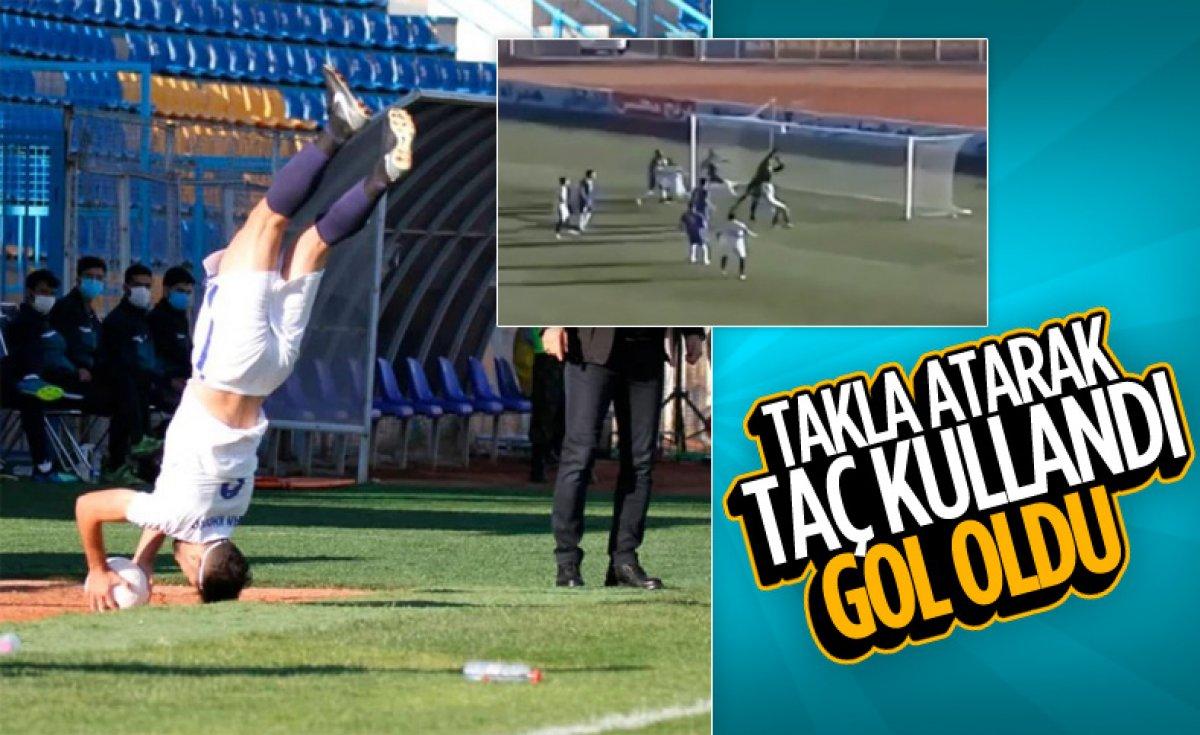 Arap futbolcu takla atarak 50 metre taç kullandı