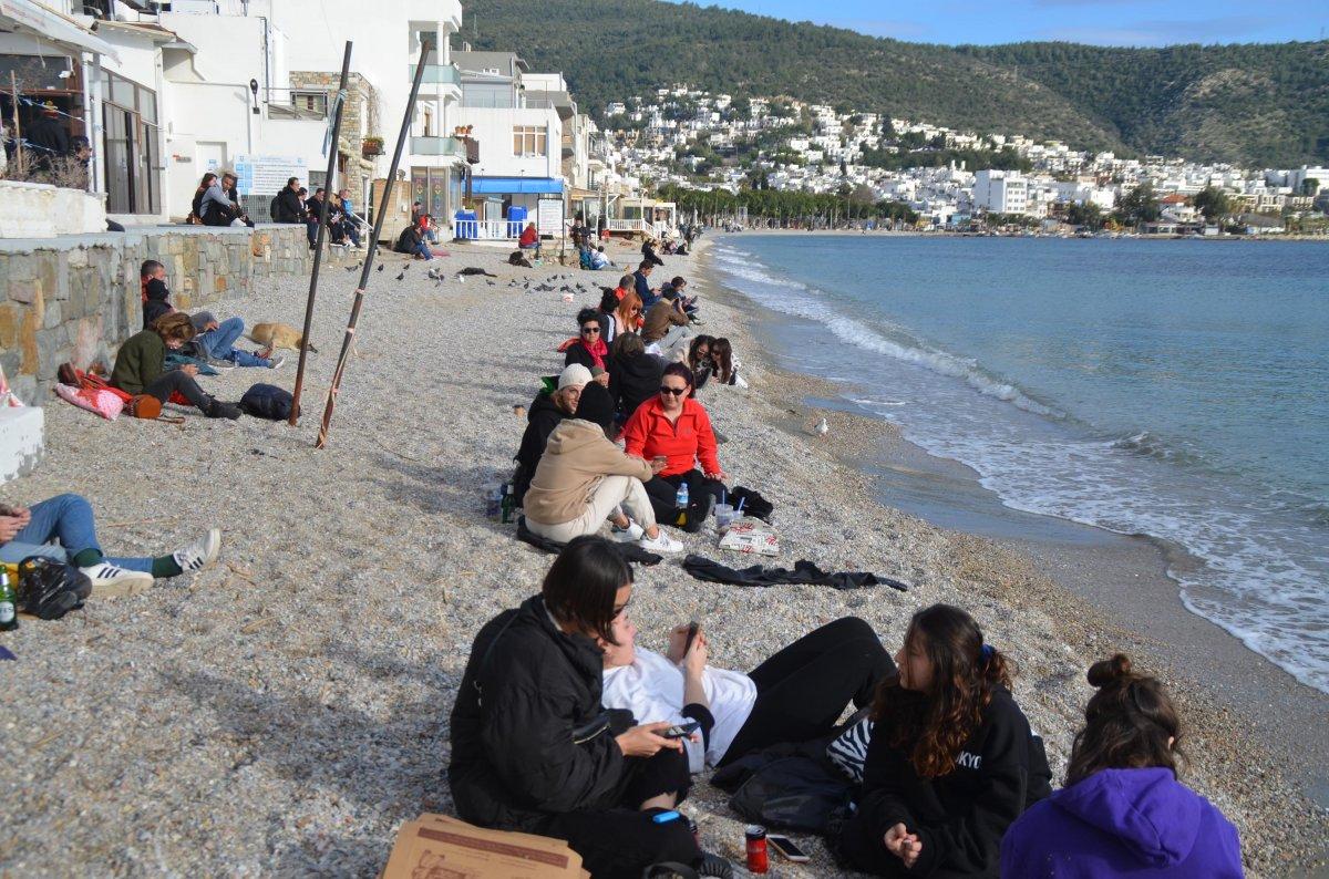 Bodrum sahillerinde dikkat çeken yoğunluk