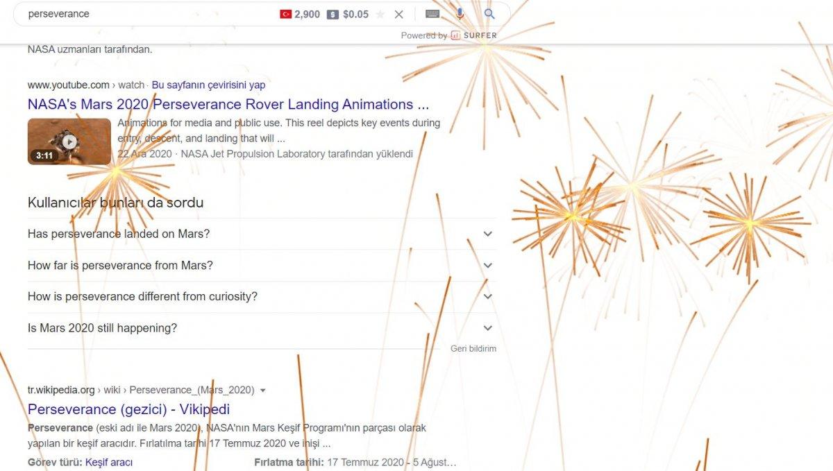 Google'dan havai fişekli Perseverance kutlaması - Ensonhaber