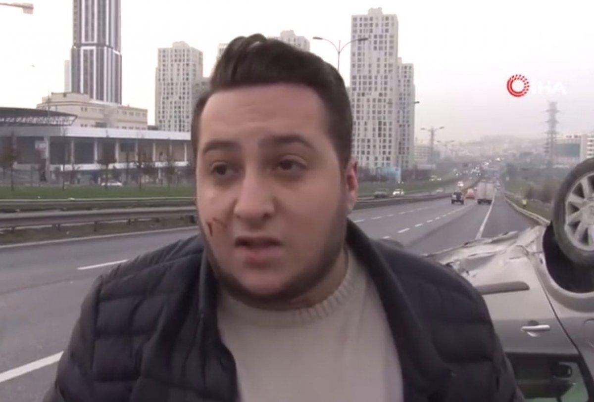 Esenyurt’ta kısıtlama günü boş yolda takla attı