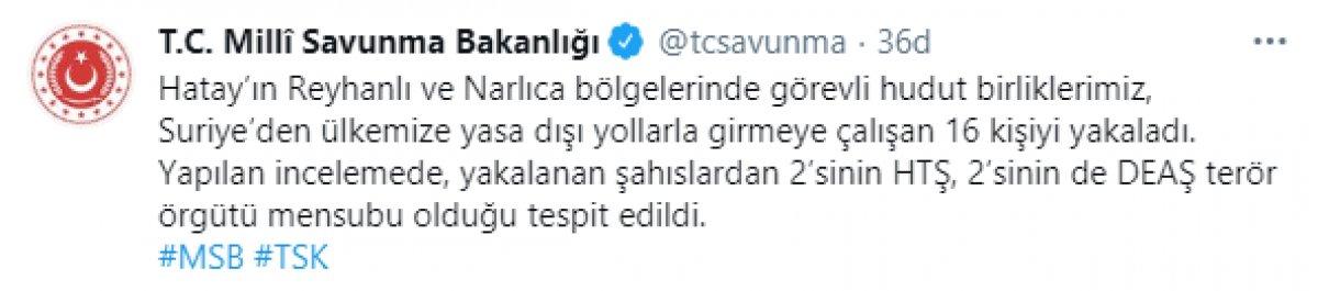 MSB: Türkiye'ye girmeye çalışan 16 terör örgütü üyesi yakalandı