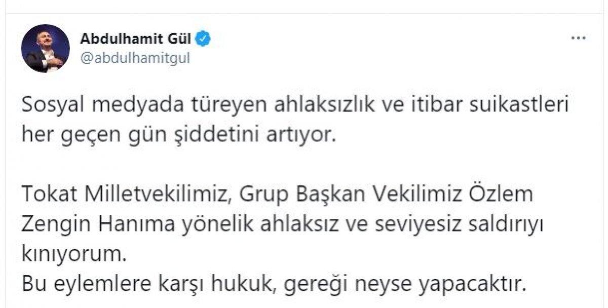 Bakan Gül: Özlem Zengin'e yönelik ahlaksız saldırıyı kınıyorum