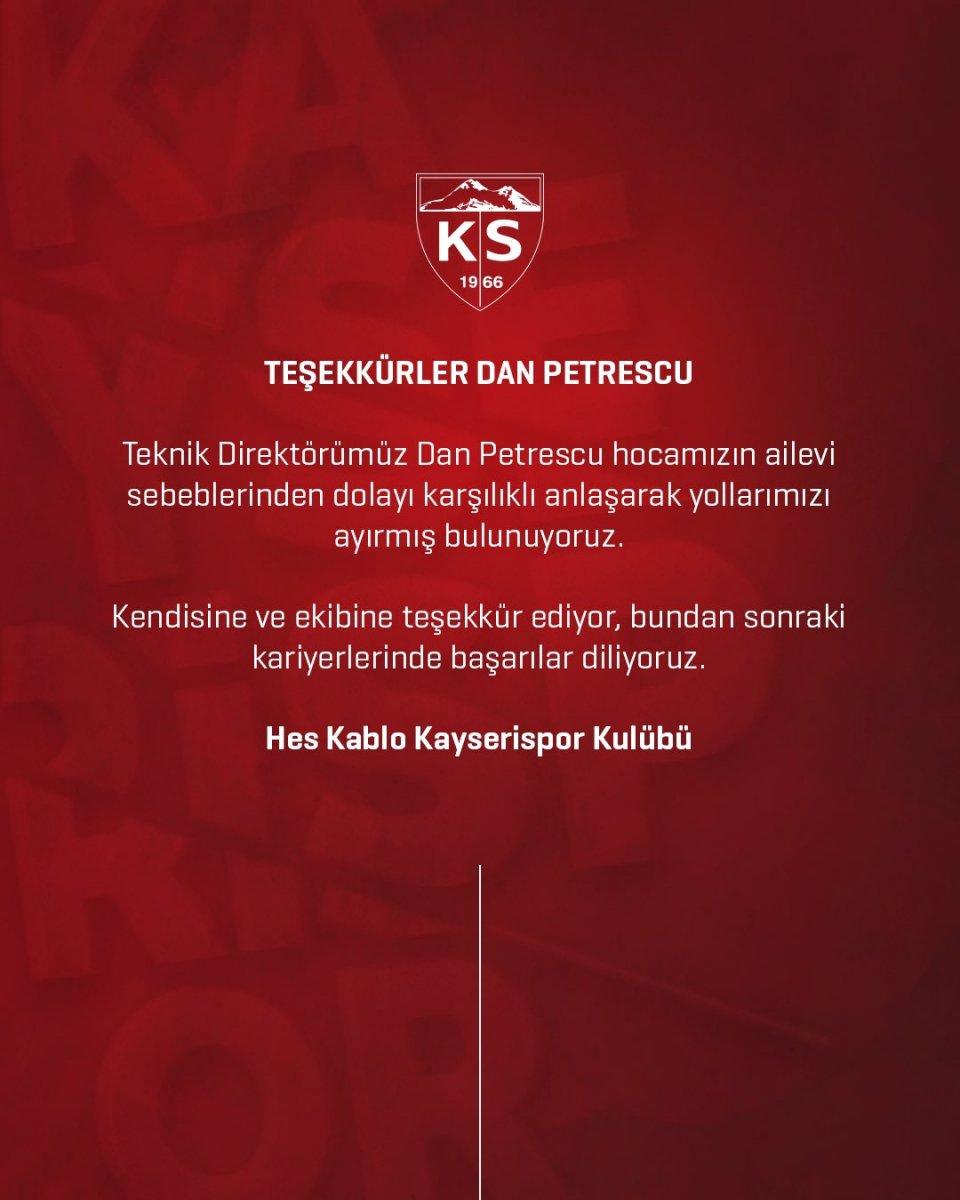 Kayserispor, Petrescu ile yollarını ayırdı