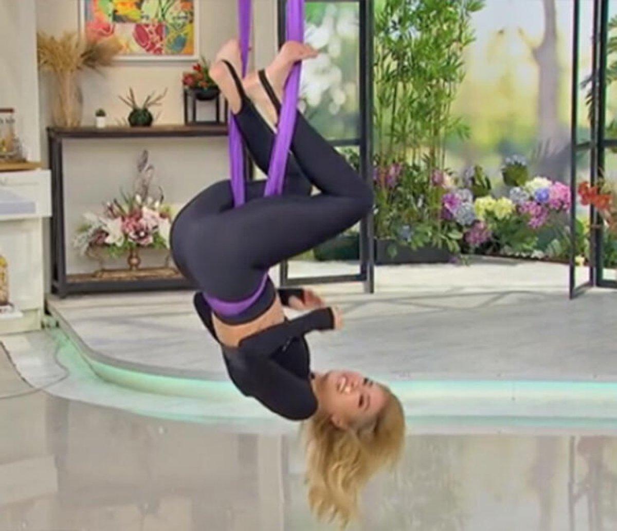 Çağla Şıkel canlı yayında yoga yaptı