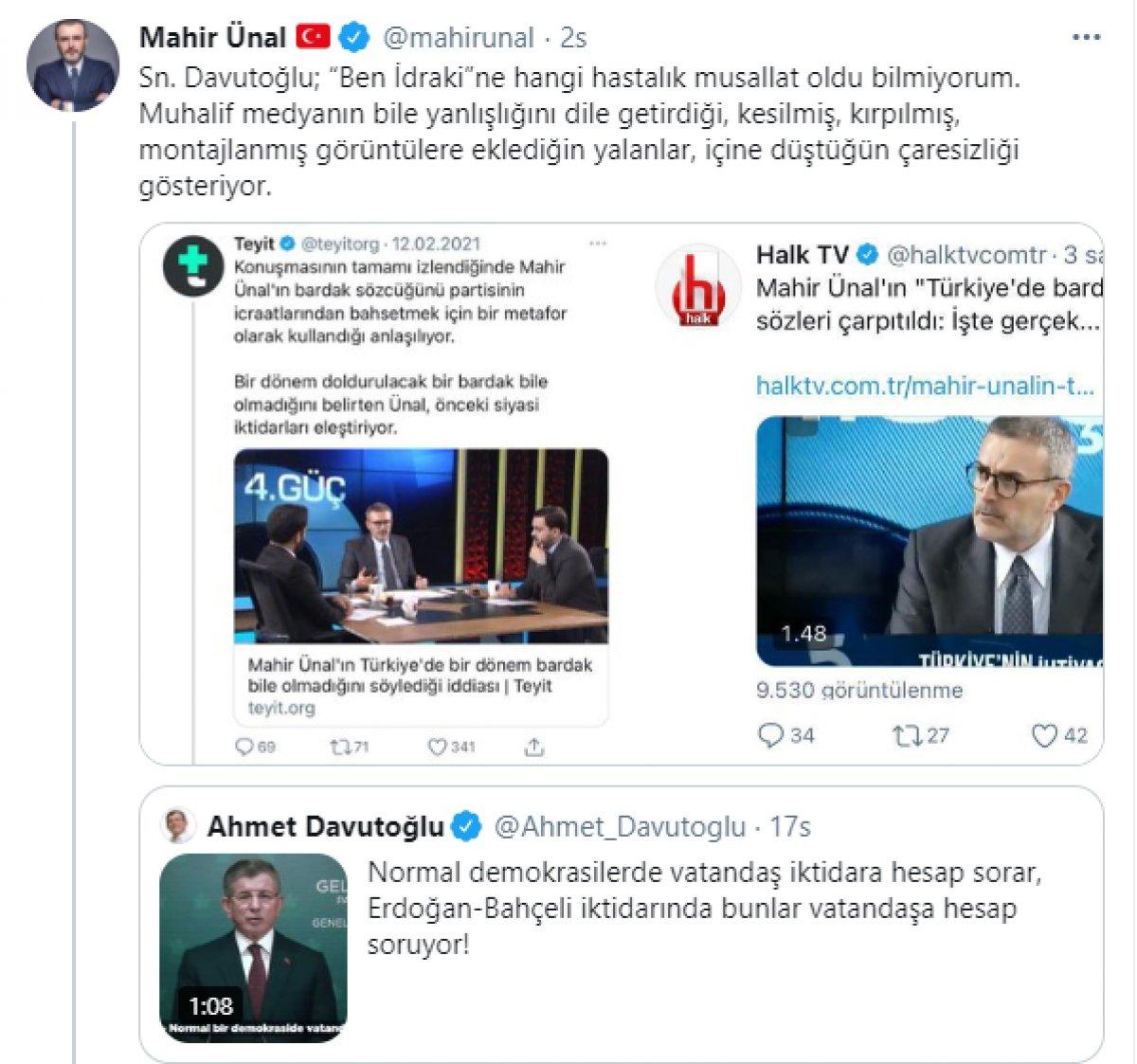 Mahir Ünal'dan Davutoğlu'na: Yalanları, çaresizliğini gösteriyor