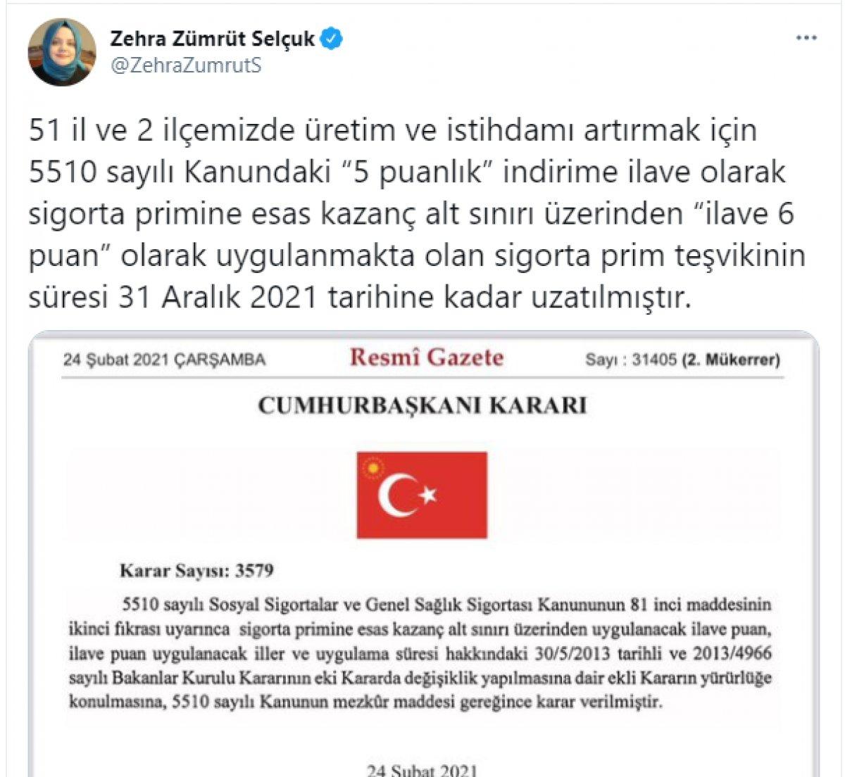 Sigorta prim teşviki 31 Aralık 2021'e kadar uzatıldı