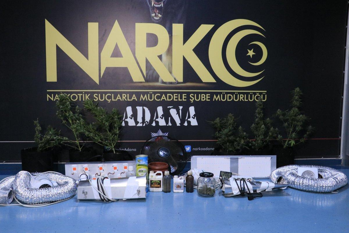 Adana’da evlerinde uyuşturucu yetiştiren baba ve oğlu yakalandı