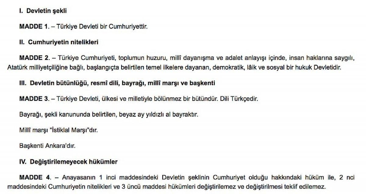 Anayasa'nın ilk dört maddesi nedir? Anayasa'nın ilk 4 maddesi kapsamı ve içeriği..