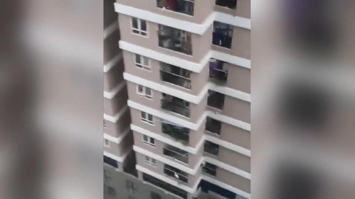 Vietnam'da 12'nci kattan düşen küçük kızı kurye kurtardı