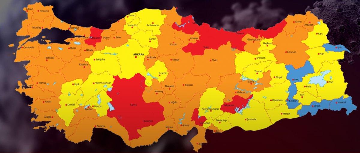 Türkiye'nin koronavirüs risk haritası