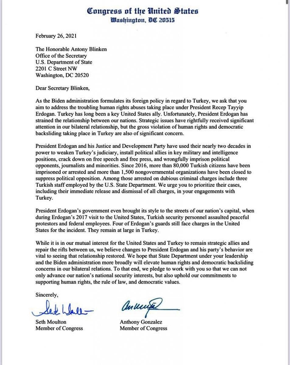 ABD'de 170 vekil Biden'ın Türkiye'ye baskı uygulamasını istedi