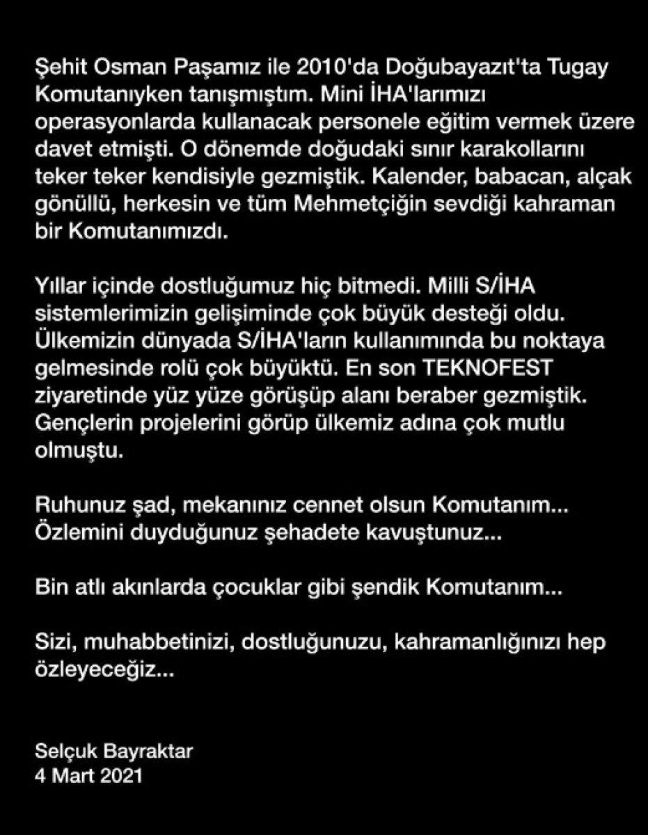 Selçuk Bayraktar şehitlerimize başsağlığı diledi