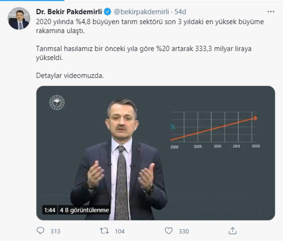 Bekir Pakdemirli mesaj