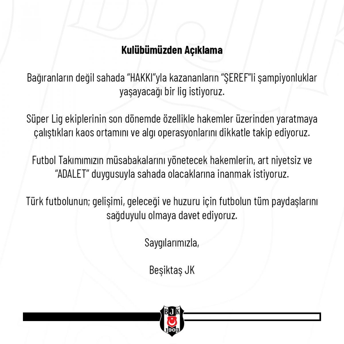 Beşiktaş'tan tepki: Bağıranların şampiyonluğunu istemiyoruz
