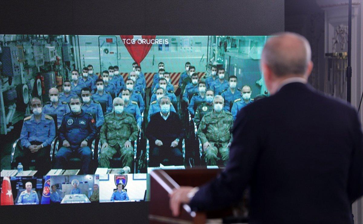 Cumhurbaşkanı Erdoğan, Mavi Vatan 2021 Taktik Tatbikatı'na katılan personele hitap etti