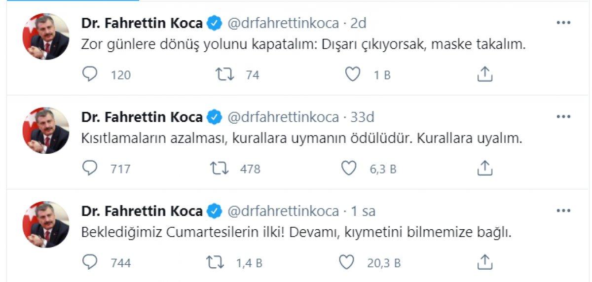 Fahrettin Koca'dan 'Cumartesi' mesajı