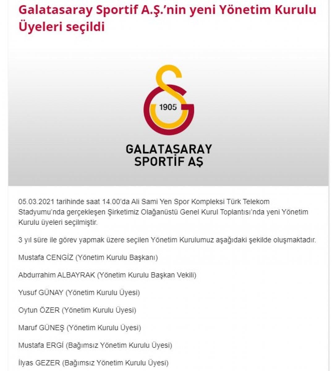 Galatasaray'ın yeni yönetim kurulu üyeleri seçildi
