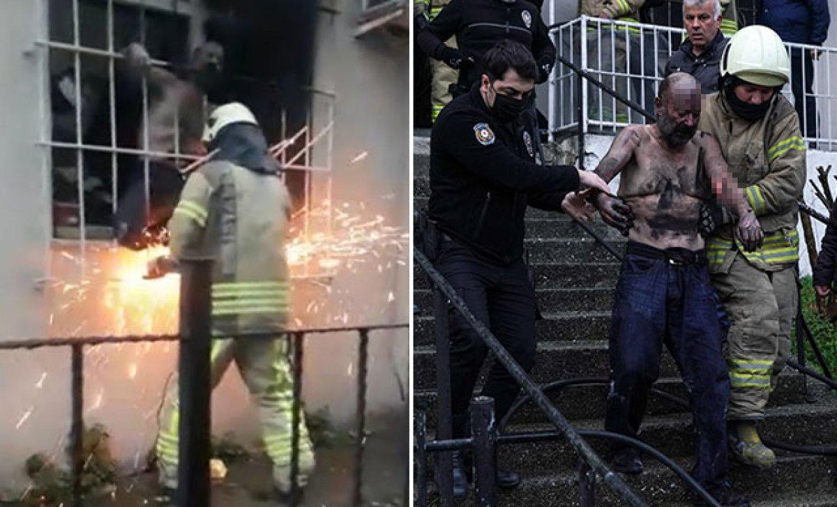 İstanbul'da çıkan yangında 1 kişi mahsur kaldı