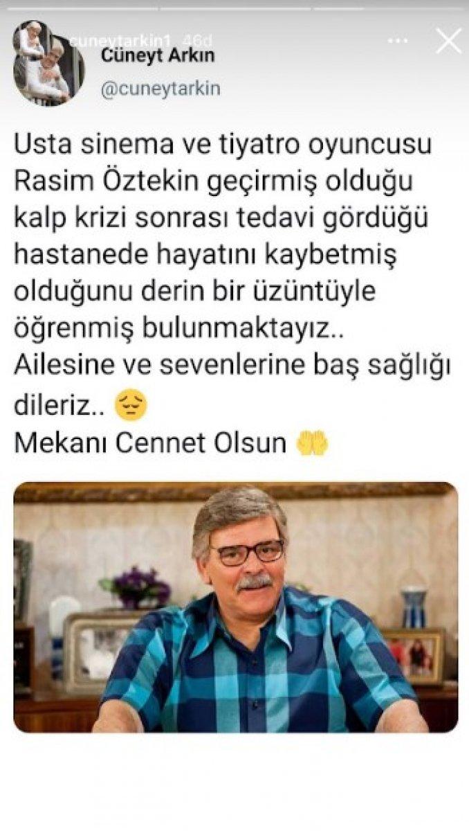 Rasim Öztekin'in vefatı ünlü isimleri yasa boğdu