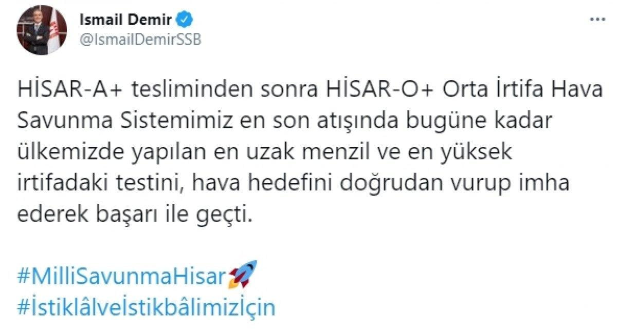 HİSAR-O+ en uzak menzil ve en yüksek irtifadaki atış testini başarıyla geçti