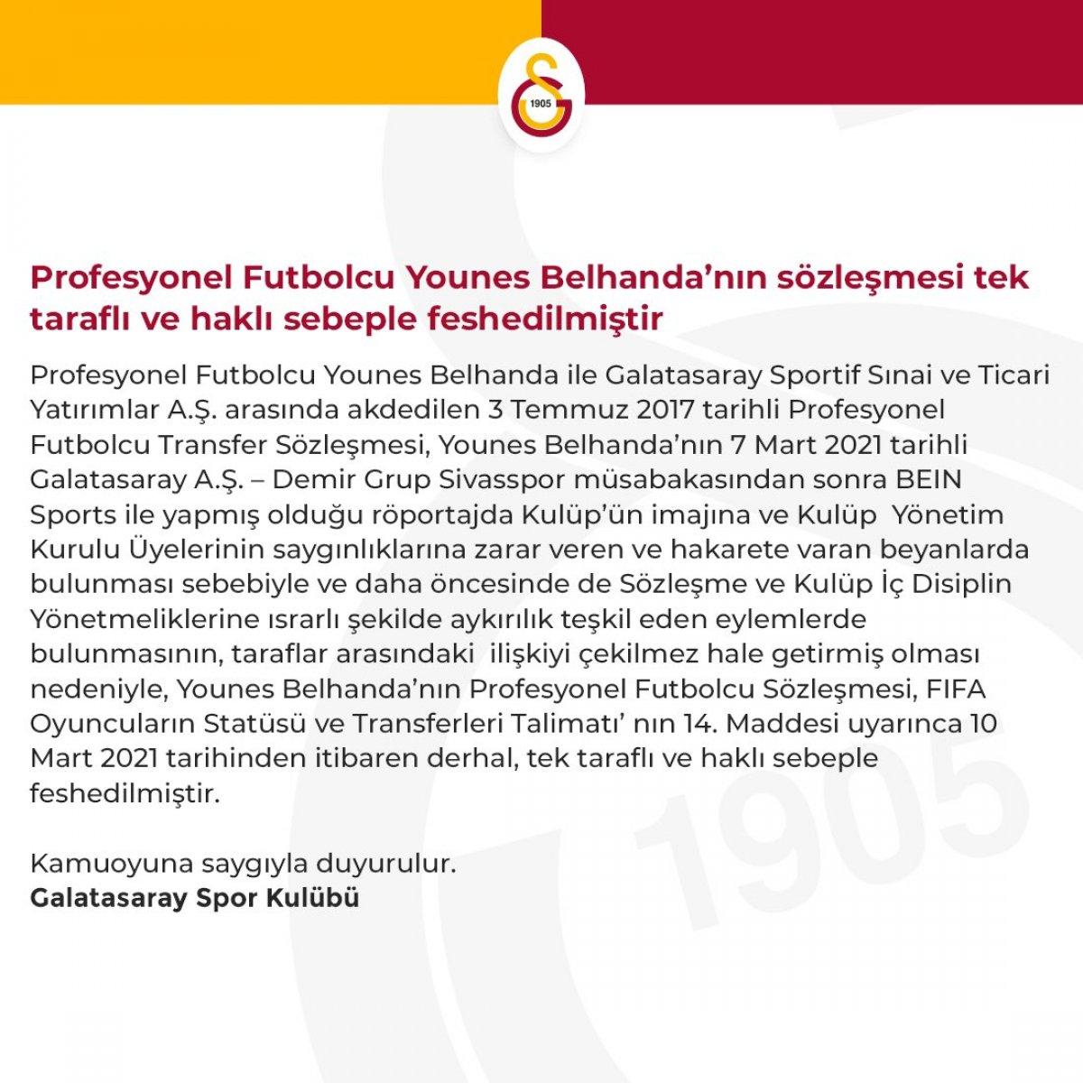 Belhanda'nın sözleşmesi feshedildi