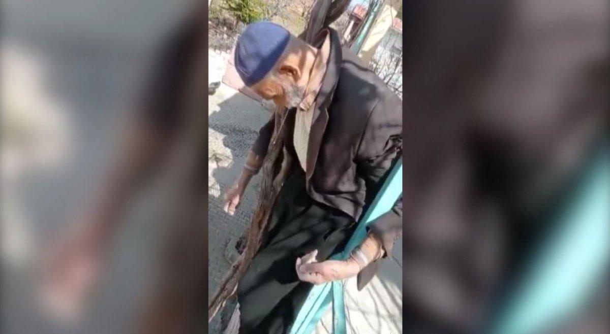 Adıyaman'da yaşlı adam, budamak istediği asmada asılı kaldı