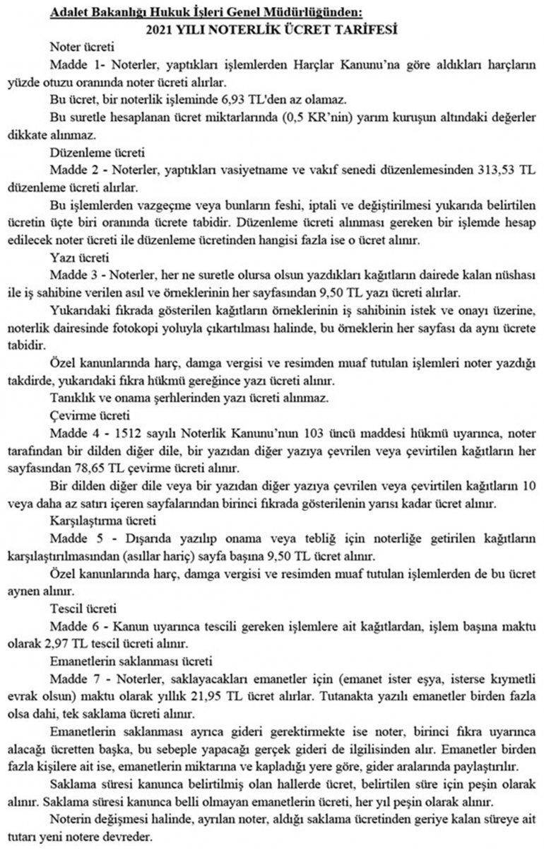 Noter ücretleri kaç TL oldu? 2021 Noter ücreti ne kadar? Noter işlem ücretleri
