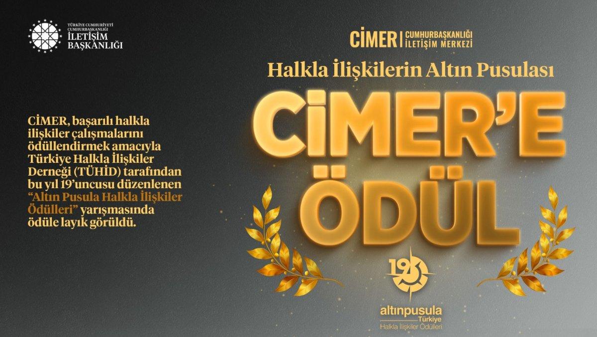 CİMER 'Altın Pusula' ödülüne layık görüldü