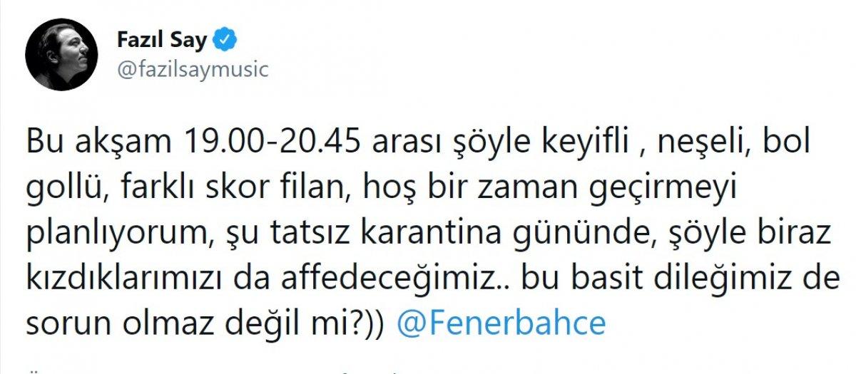 Fazıl Say, Fenerbahçe'ye sitem etti