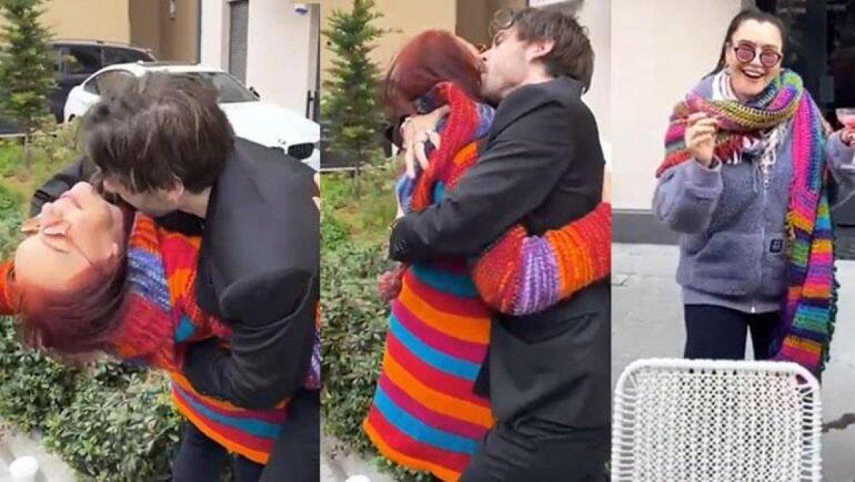 Tarık Emir Tekin sevgiliyle annesi Şevval Sam'ı ziyaret etti