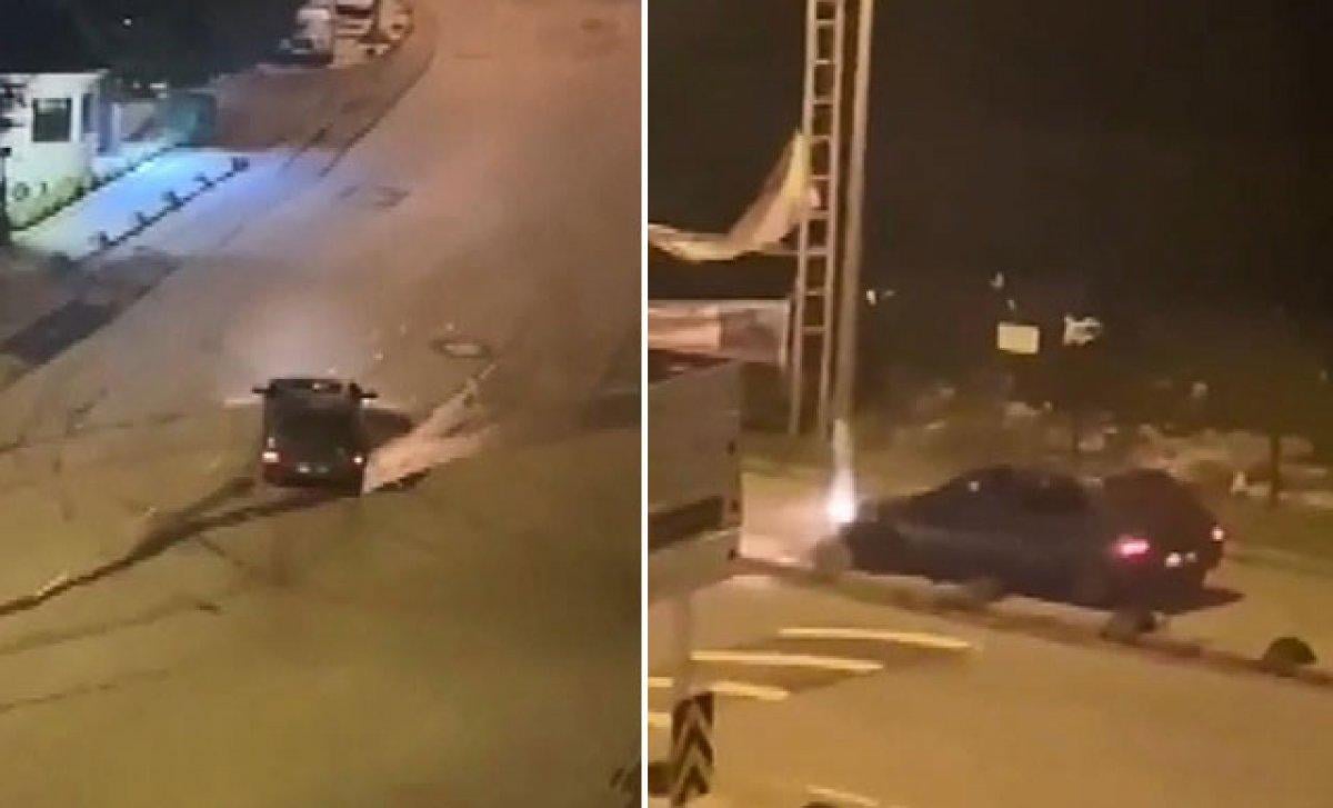 Eyüpsultan'da drift atarken kaza yaptı