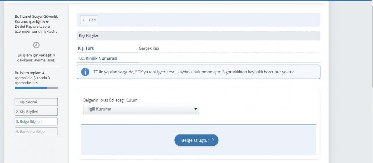 Borcu Yoktur Belgesi nasıl alınır? e-Devlet Borcu Yoktur Belgesi alma ekranı