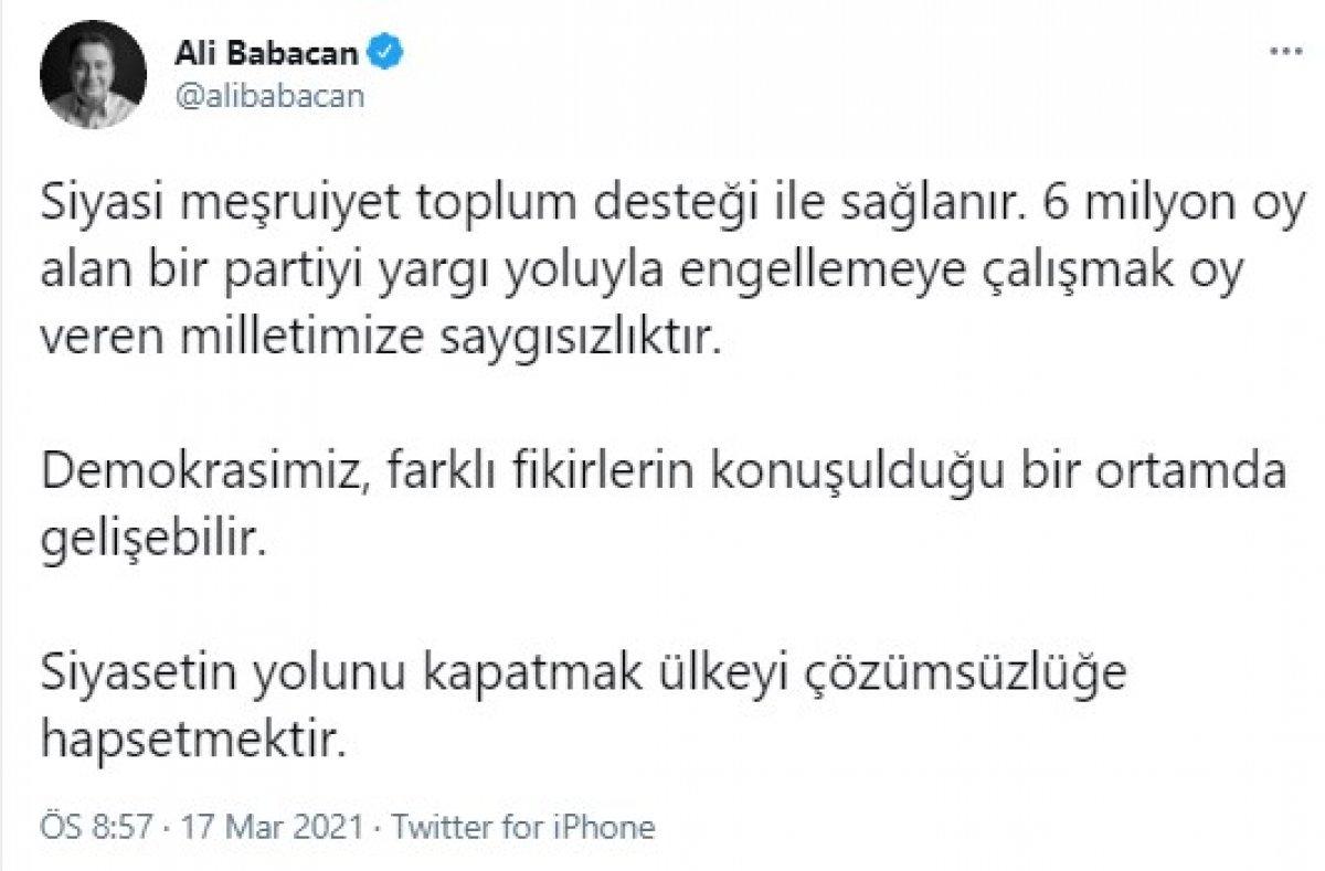 Ali Babacan'dan HDP açıklaması