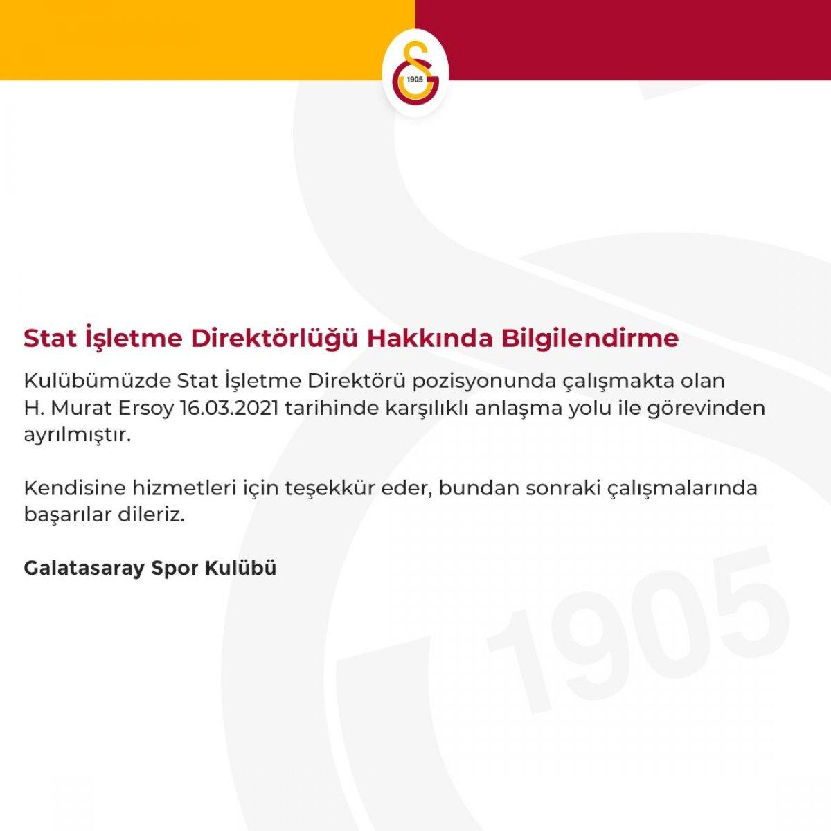 Galatasaray'da stat işletme direktörünün görevine son verildi