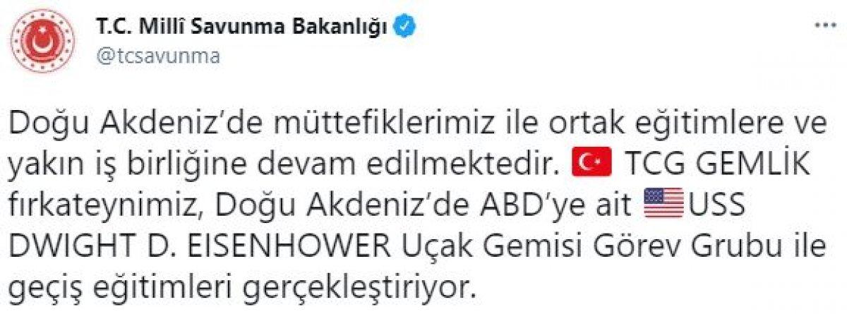 Türkiye, Doğu Akdeniz'de ABD ile geçiş eğitimi yaptı