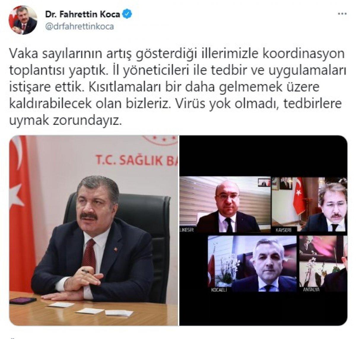 Fahrettin Koca vaka sayılarının arttığı 5 ilin müdürüyle görüştü