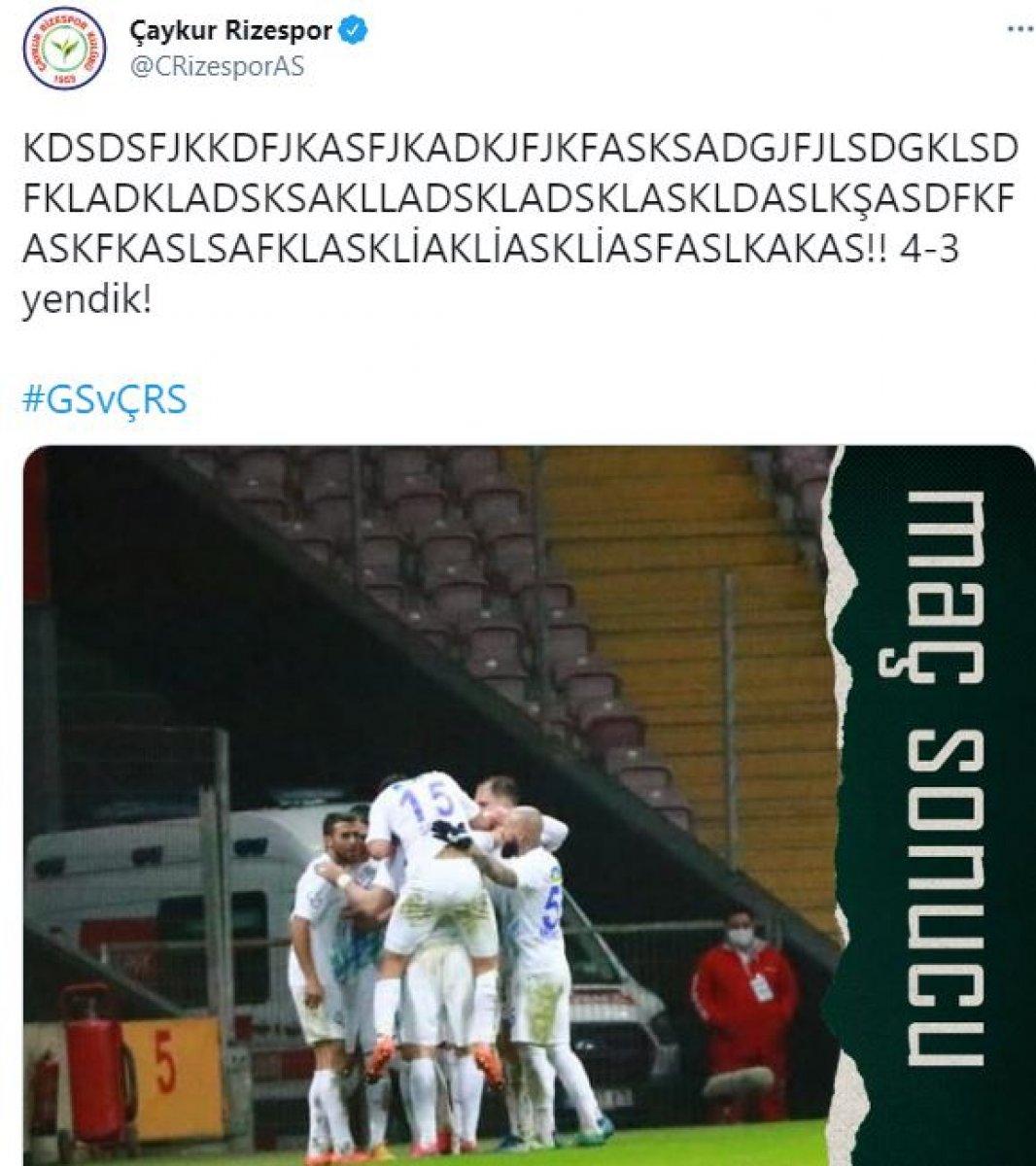 Rizespor'dan Galatasaray'a maç sonu göndermesi