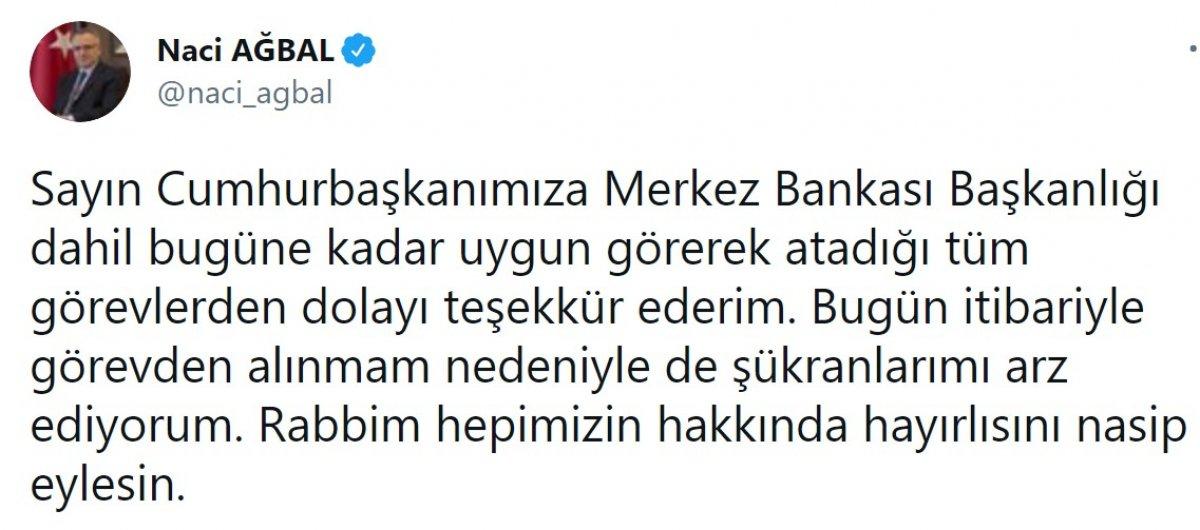 Naci Ağbal: Cumhurbaşkanımıza teşekkür ederim