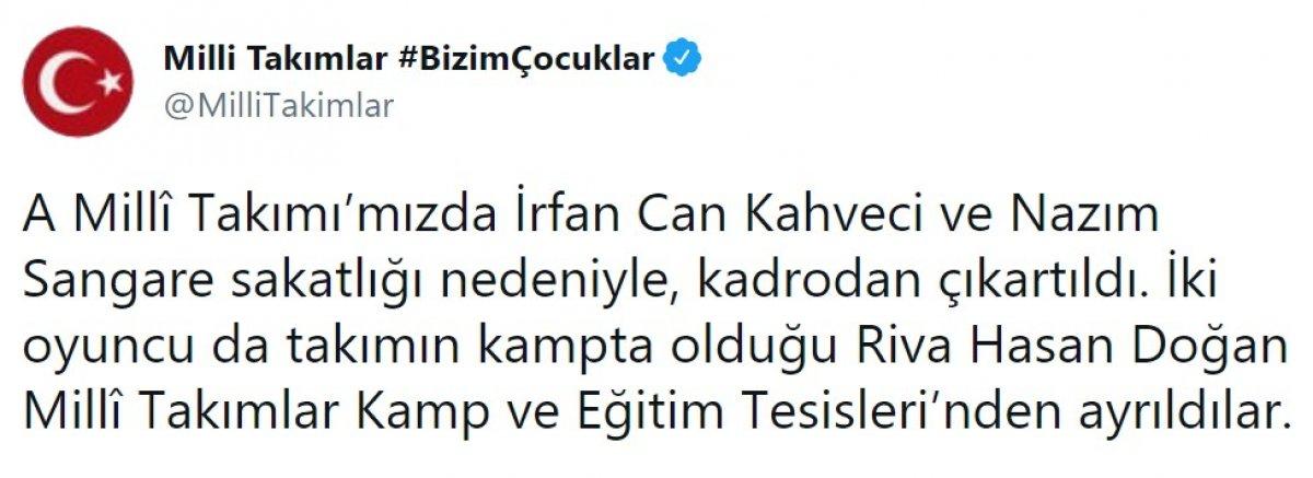 Fenerbahçeli iki oyuncu milli takım kadrosundan çıkarıldı