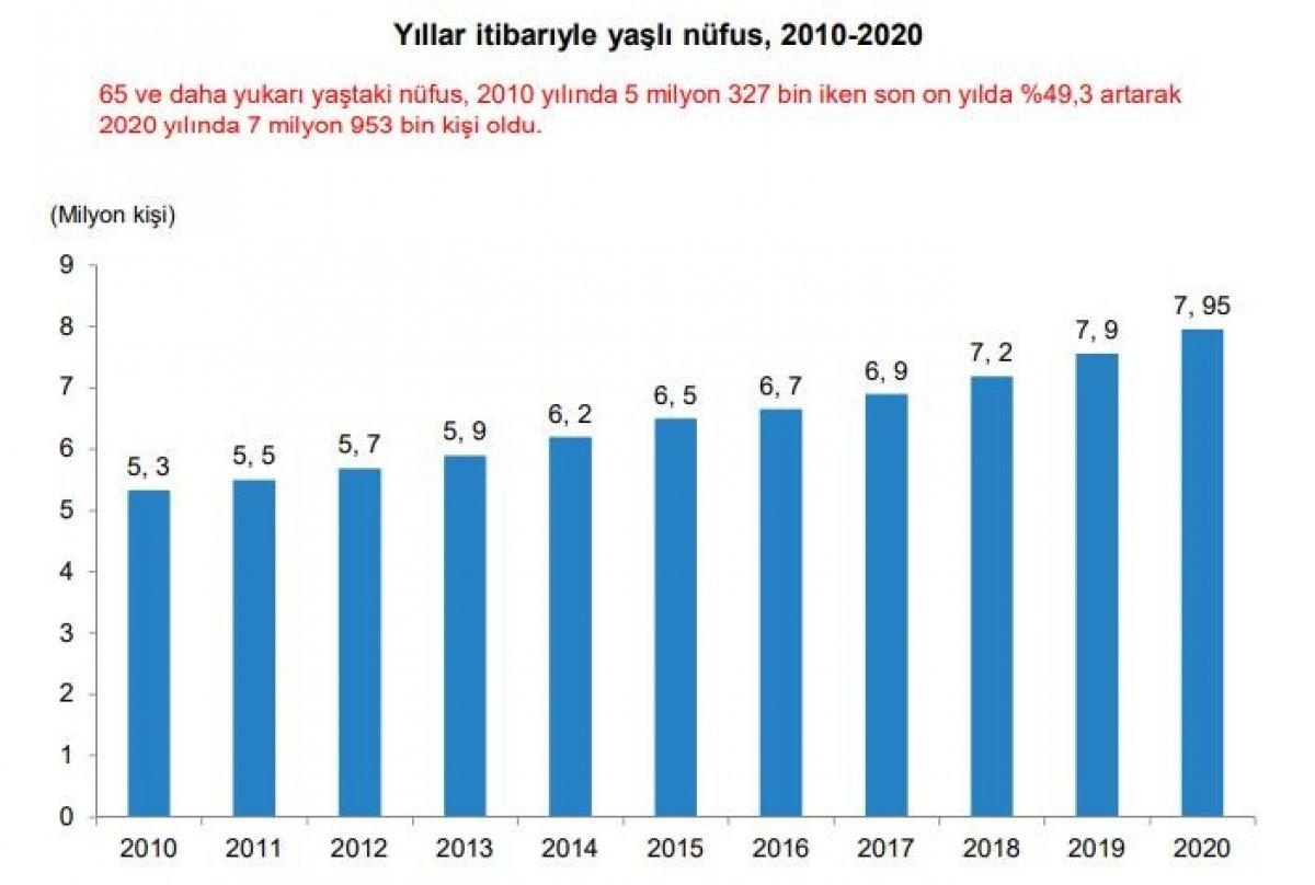 Türkiye’de yaşlı nüfus 10 yılda yüzde 49,3 arttı