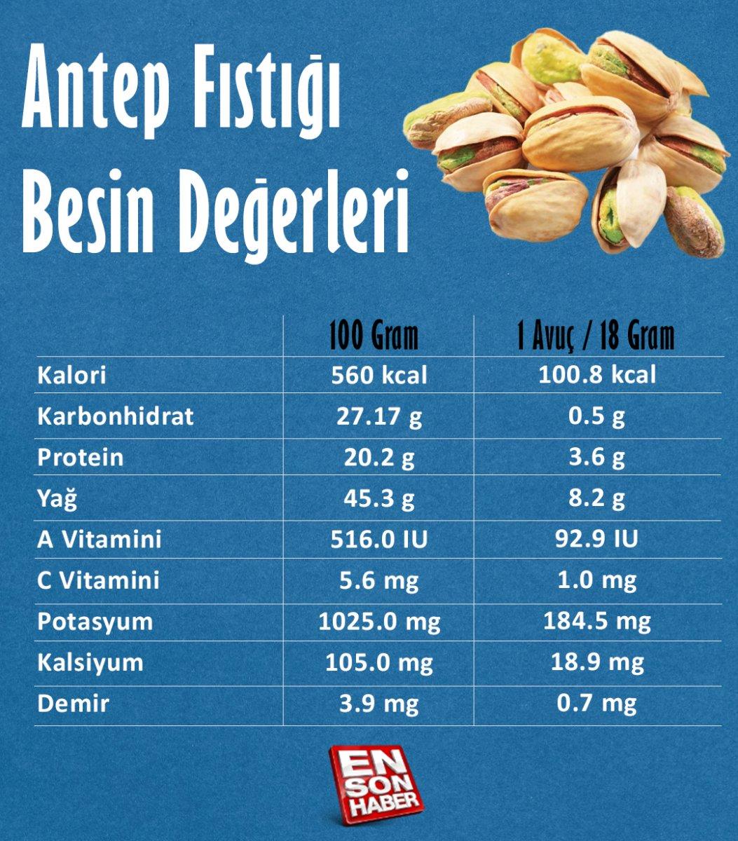 ANTEP FISTIĞI BESİN DEĞERLERİ