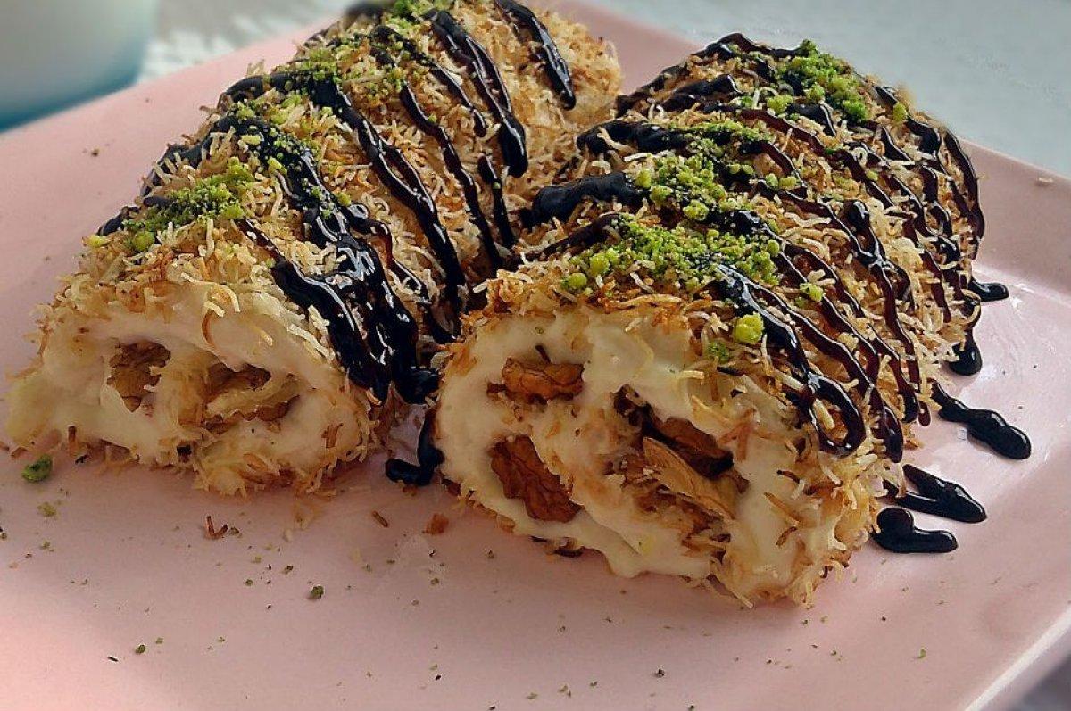 Kadayıflı paşa sarması nasıl yapılır, malzemeleri nelerdir? Kadayıflı paşa sarması tarifi..