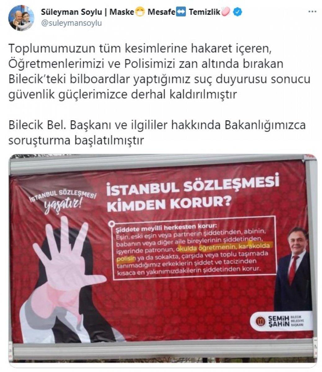 Bakan Soylu: Bilecik'teki billboardlar hakkında soruşturma başlatıldı