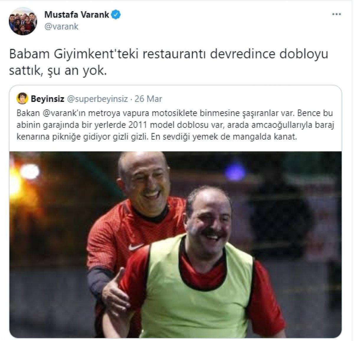 Sanayi ve Teknoloji Bakanı Mustafa Varank'tan doblo esprisi
