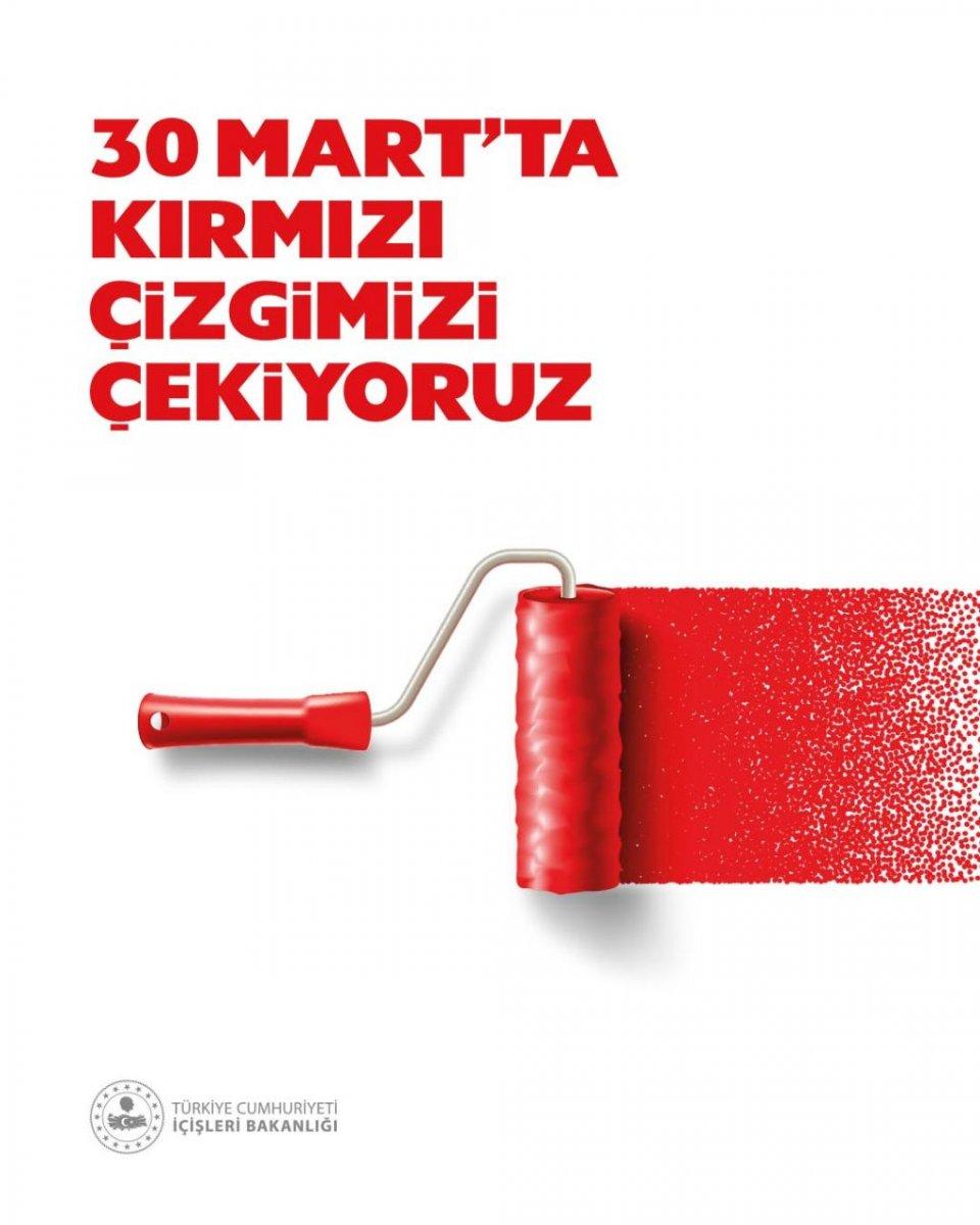 Süleyman Soylu'dan '30 Mart'ta kırmızı çizgi' paylaşımı