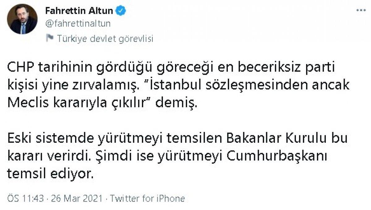 Altun'dan CHP'li Özel'e İstanbul Sözleşmesi yanıtı