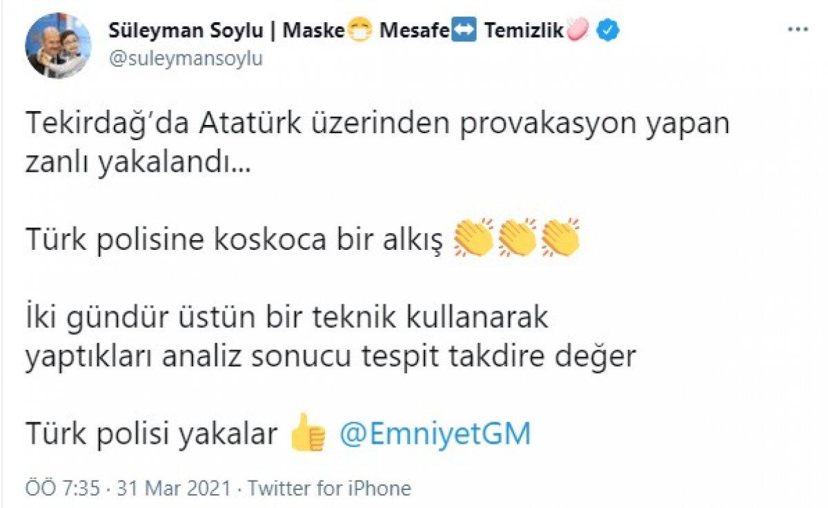 Tekirdağ'da Atatürk heykellerini boyayan saldırgan yakalandı