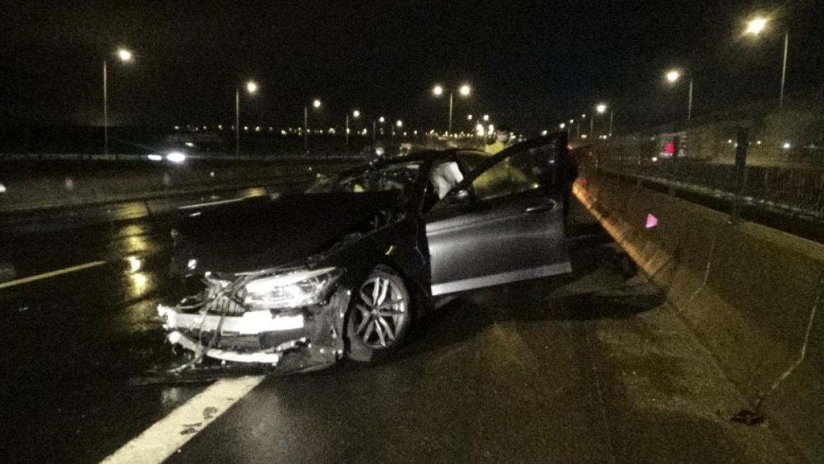 TEM'de hurdaya dönen araçtan sağ salim çıktı